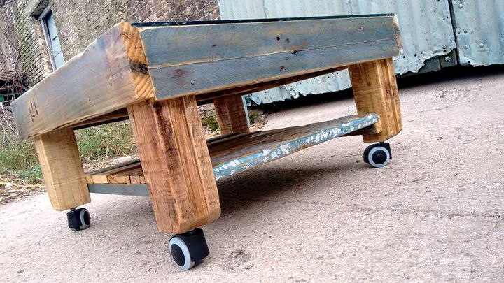 pallet coffee table on wheels