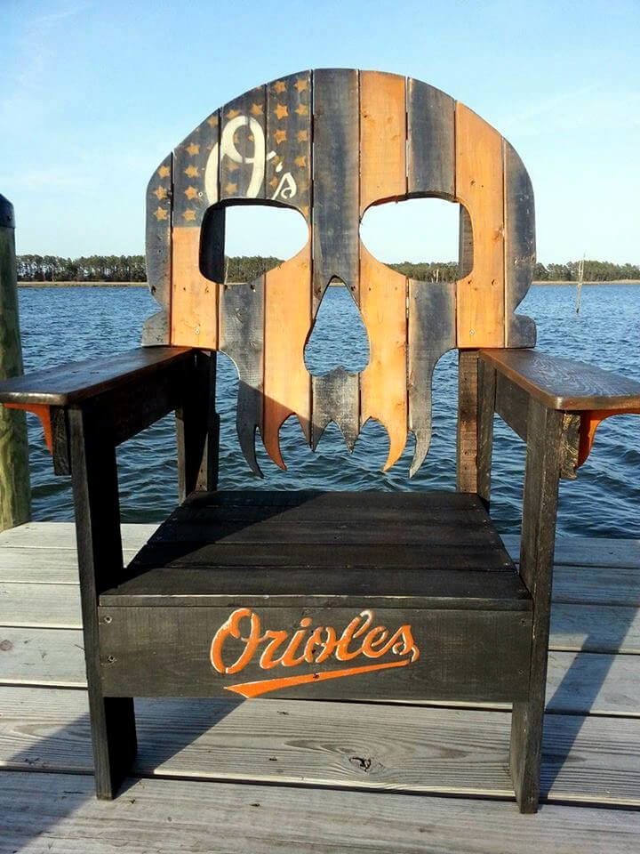 recycled pallet skull chair