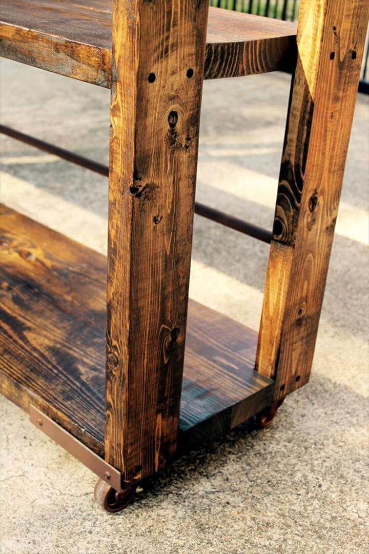 custom pallet and reclaimed metal bars bookshelf