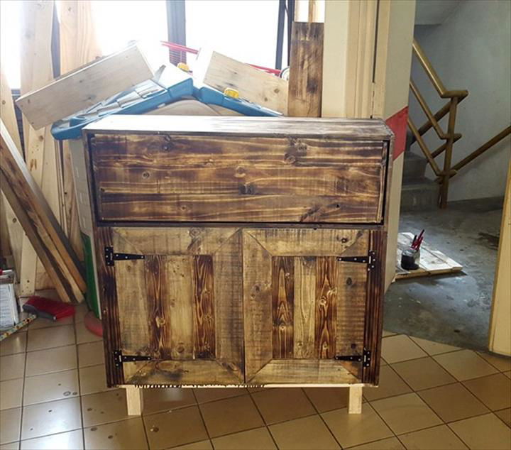 custom pallet stained cabinet