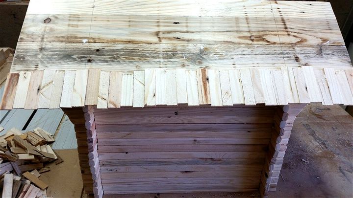 installation of chopped pallet pieces 