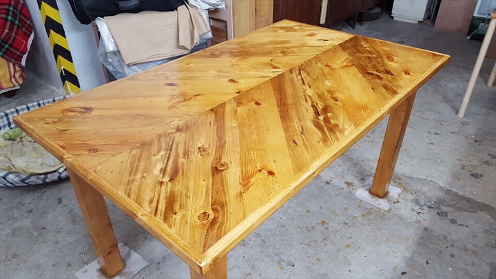 handcrafted wooden pallet chevron dining table