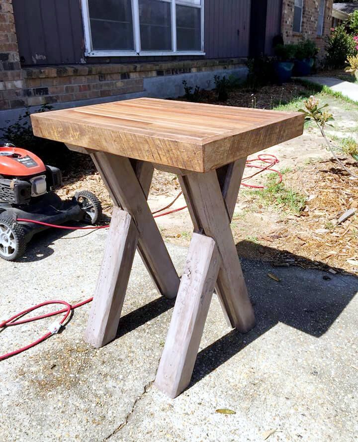 no-cost pallet butcher block style end table