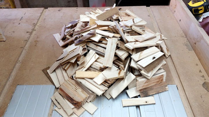 chopped pieces of pallets for roof shingling