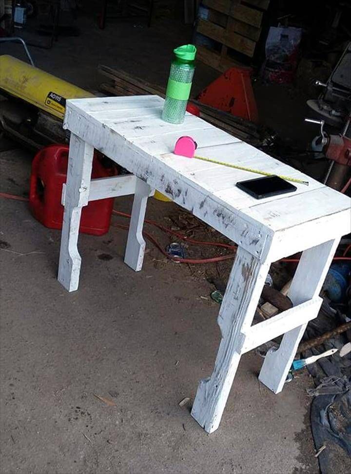 upcycled pallet white distressed table