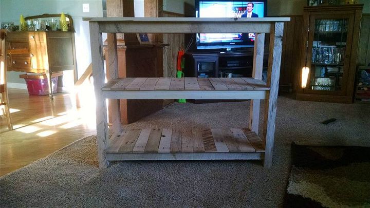 handcrafted wooden pallet media console and kitchen island