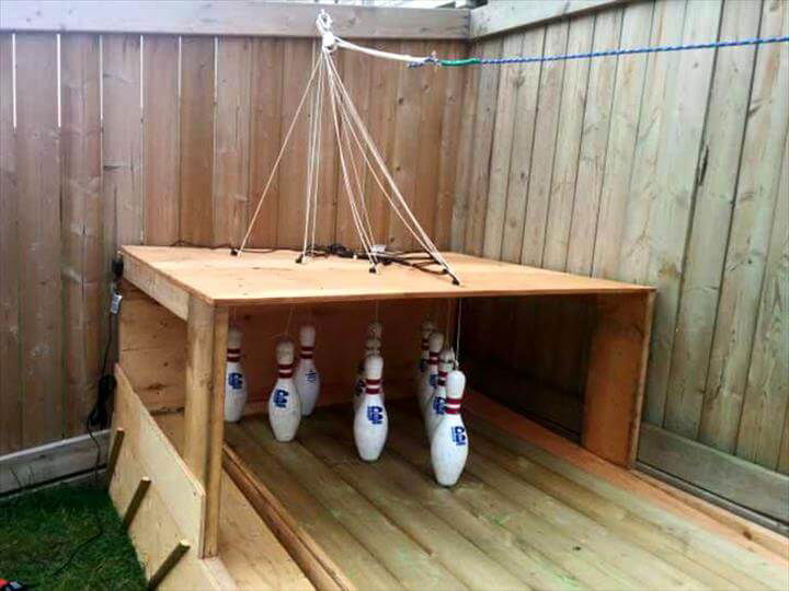 no-cost pallet self-made bowling alley