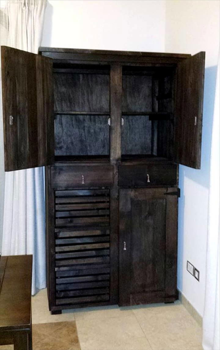 handmade pallet black painted cupboard