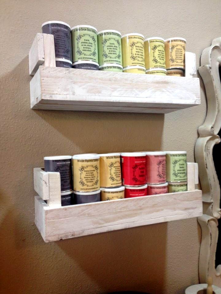 upcycled wooden pallet kitchen wall hanging shelves