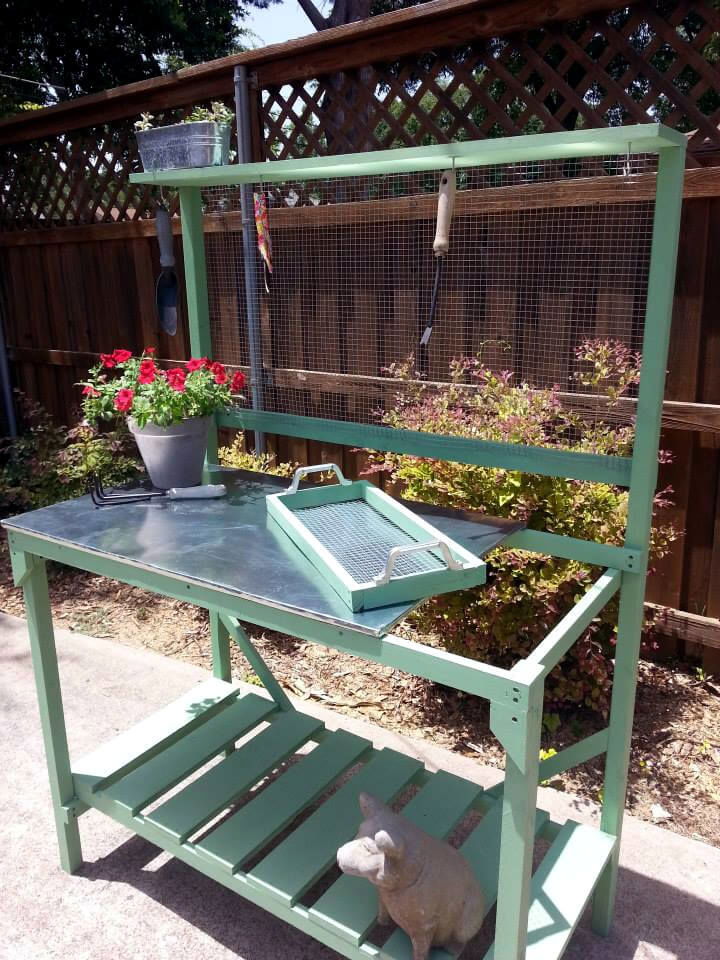 handcrafted wooden pallet garden potting bench