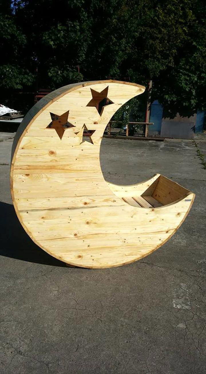 stylish wooden pallet baby moon cradle