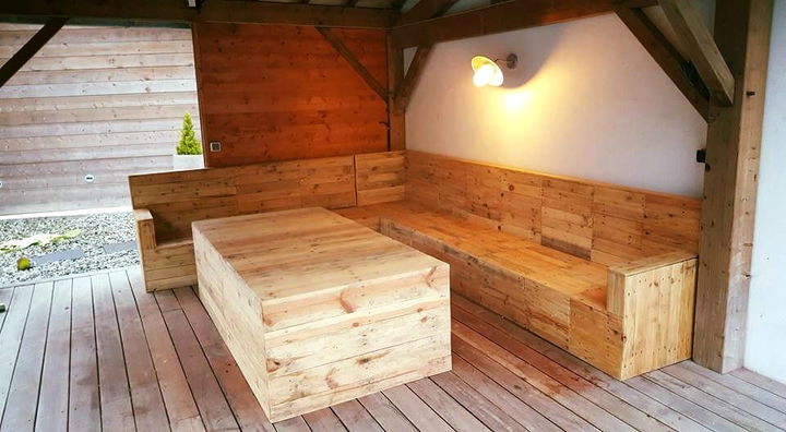 handmade wooden pallet sectional sofa set