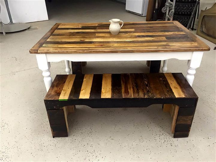 wooden pallet table and benches