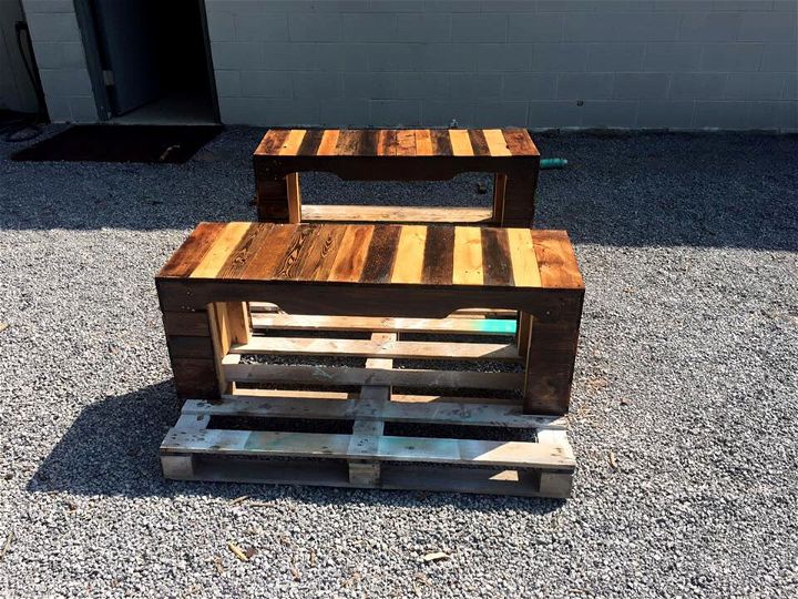 robust wooden pallet benches