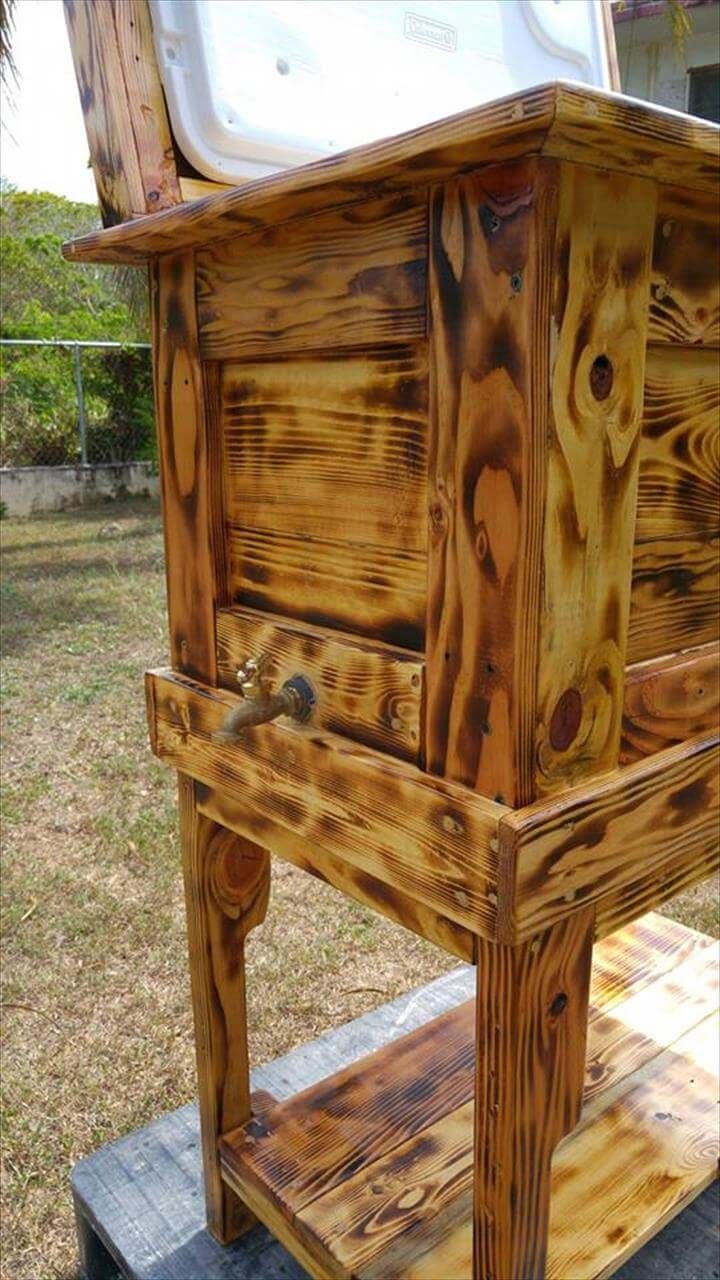 upcycled wooden pallet outdoor cooler