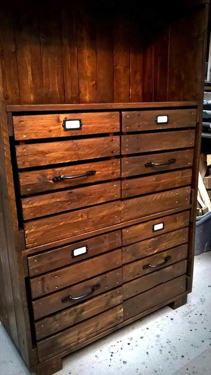 handcrafted pallet chest of drawers