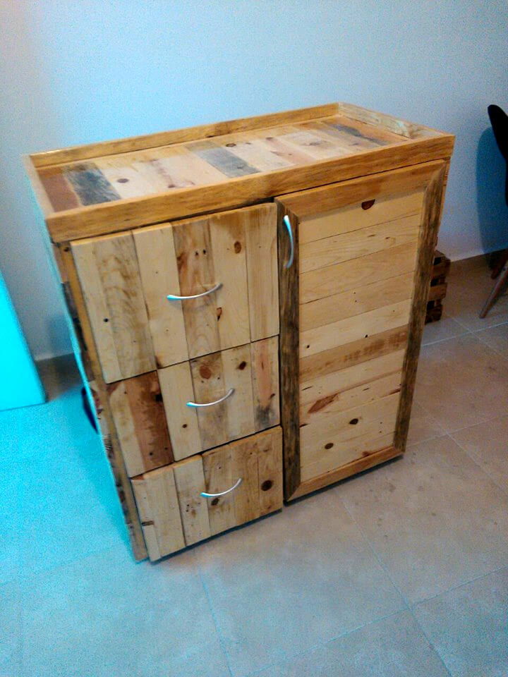 upcycled wooden pallet chest of drawers
