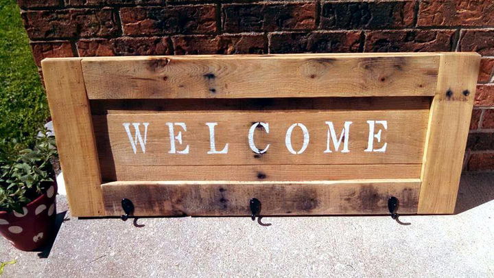 Rustic pallet coat rack
