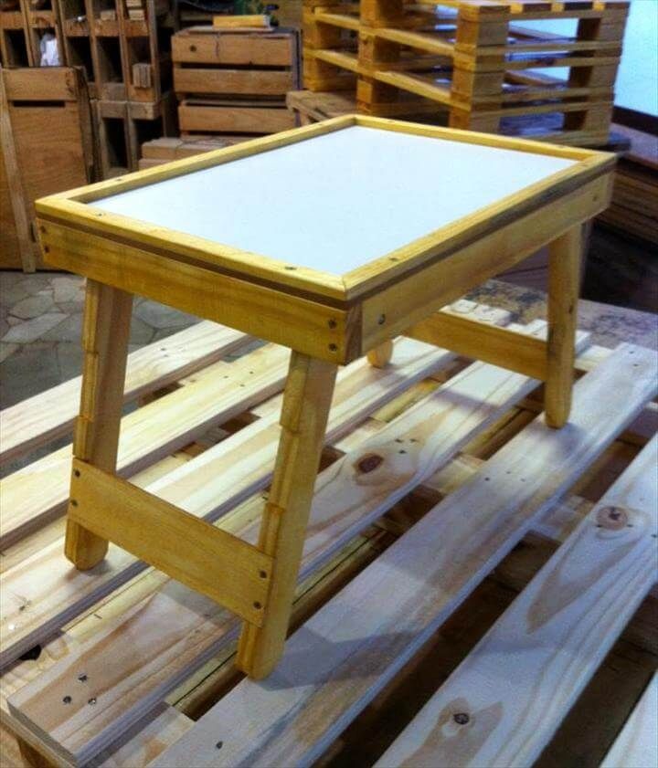 handmade wooden pallet stand with folding legs