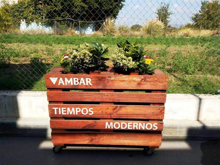 handcrafted wooden pallet planter